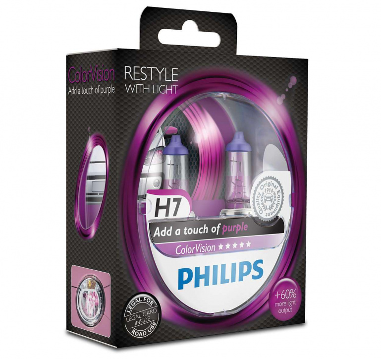 Philips H7 12V 55W ColorVision purple +60% Set - 2 Stück